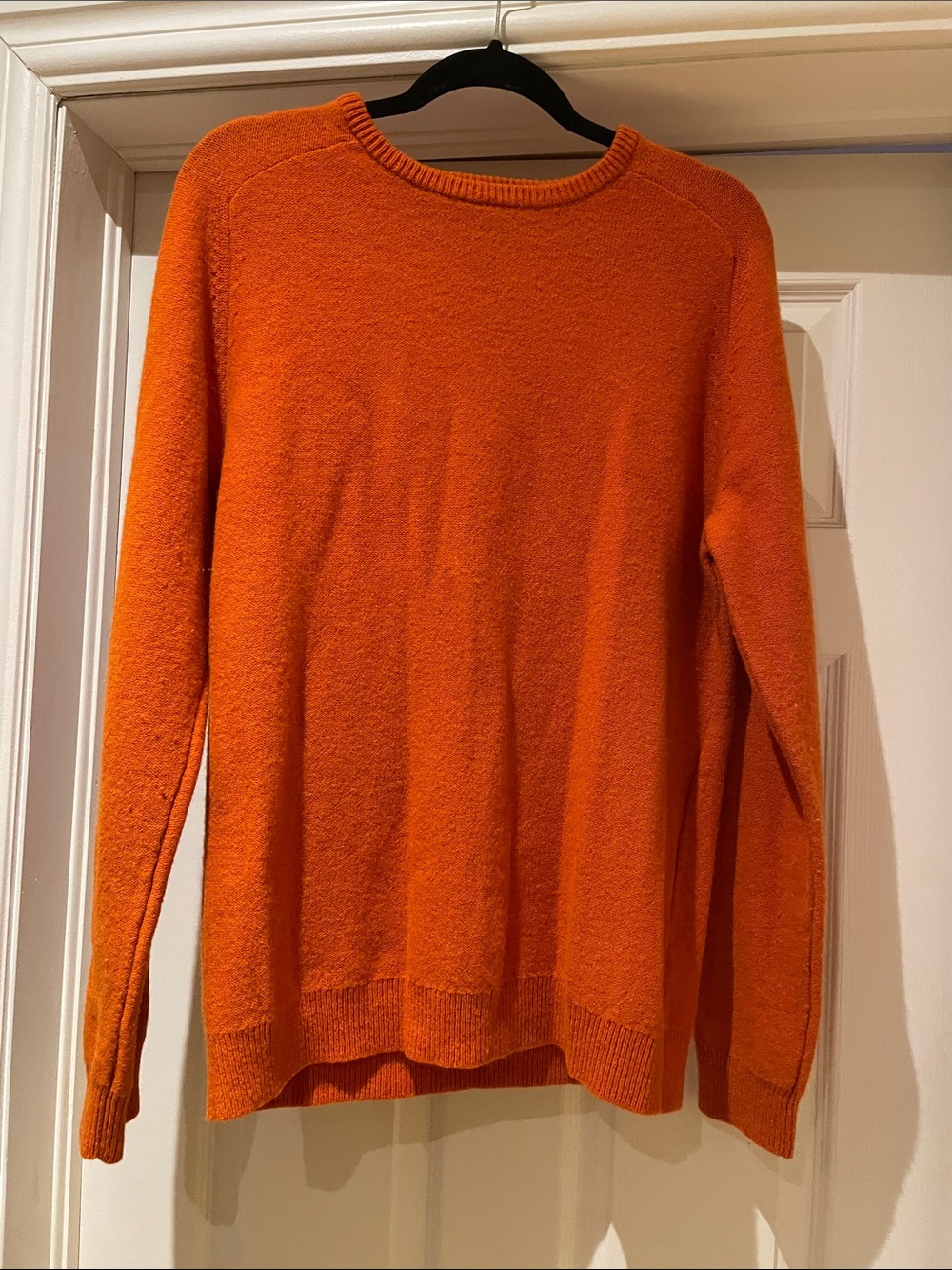 💯 Lambswool Raglan Orange Crewneck Sweater Preppy Casual Business L
